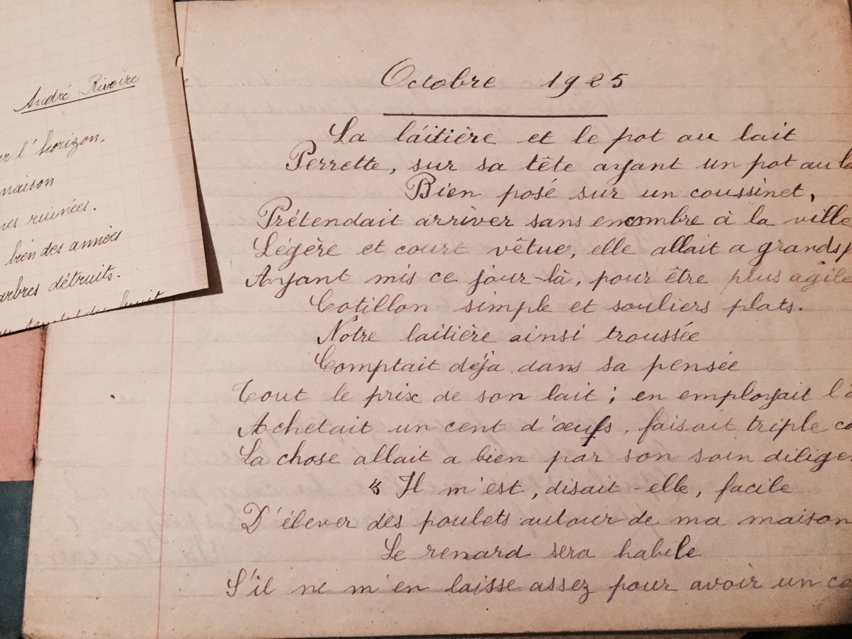 Il y a là aussi quelques cahiers d'écolière, dont celui-là d'octobre 1925, tu avais 10 ans #Madeleineproject https://t.co/k00iU7r8uu